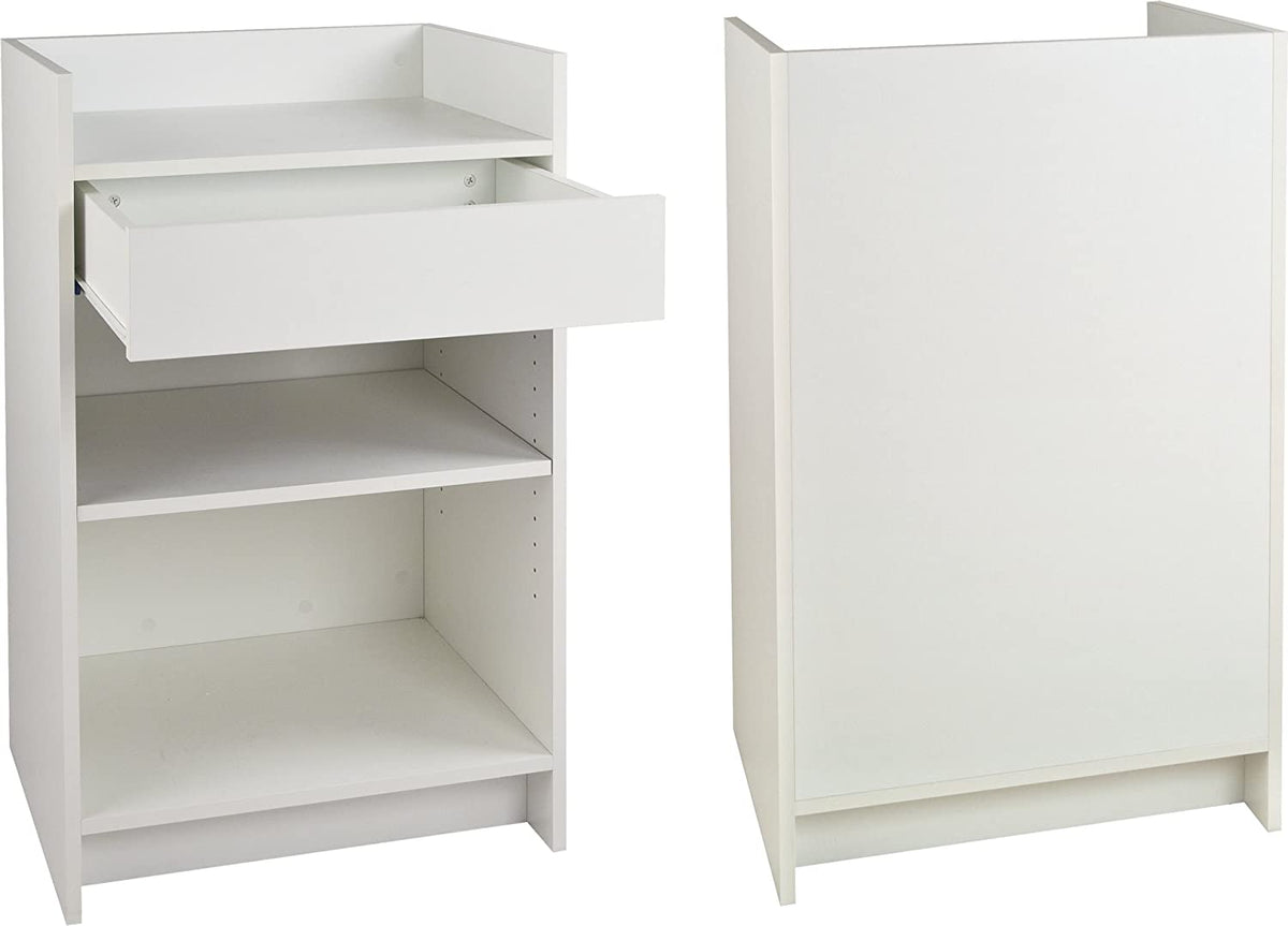 Black Cash Register Stand, Adjustable Shelf, Drawer, 24"W X 38"H X 18"D