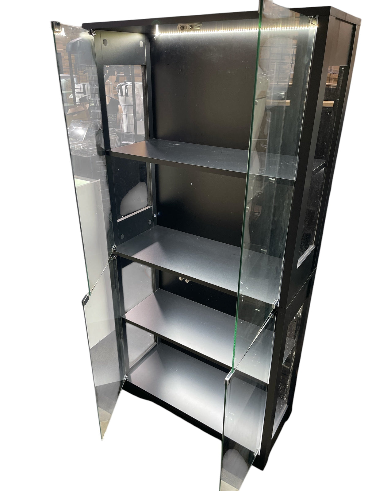 Display Cabinet with 4 Shelves and LED Lights Display