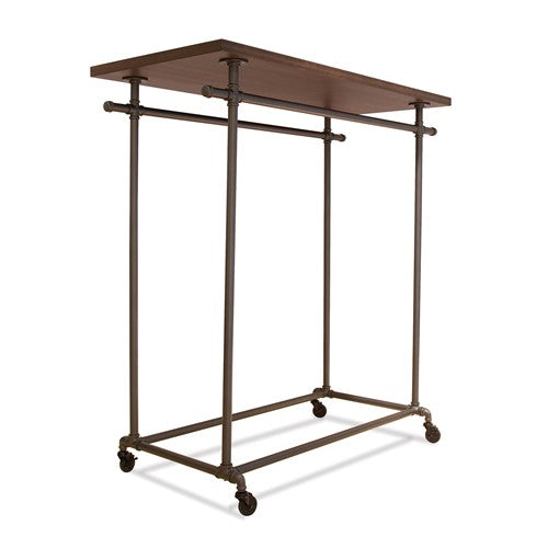 Double Bar Pipe Rack w/ Dark Wood Top