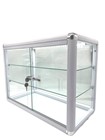 Elegant White Aluminum Display Table Top Tempered Glass Showcase with LED Lights