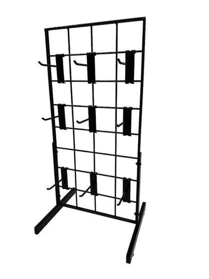 Black Gridwall Countertop Display with Mini T-Legs - Includes (9) 4" Gridwall Hooks Included - Heavy Duty Panel - 12" x 24"