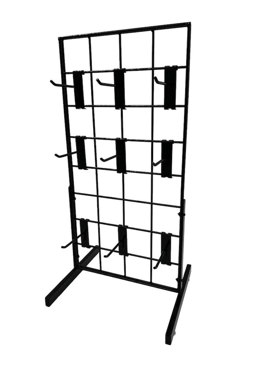 Only Hangers Black Gridwall Countertop Display with Mini T-Legs - Includes (9) 4" Gridwall Hooks Included - Heavy Duty Panel - 12" x 24"