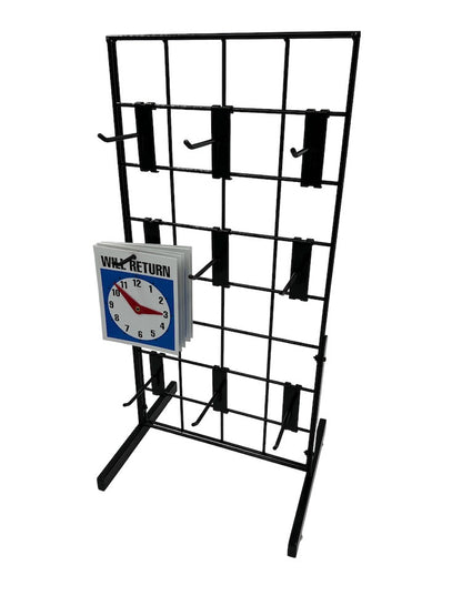 Black Gridwall Countertop Display with Mini T-Legs - Includes (9) 4" Gridwall Hooks Included - Heavy Duty Panel - 12" x 24"
