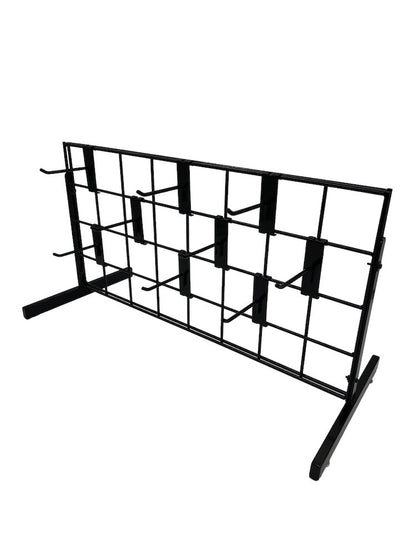 Black Gridwall Countertop Display with Mini T-Legs - Includes (9) 4" Gridwall Hooks Included - Heavy Duty Panel - 12" x 24"