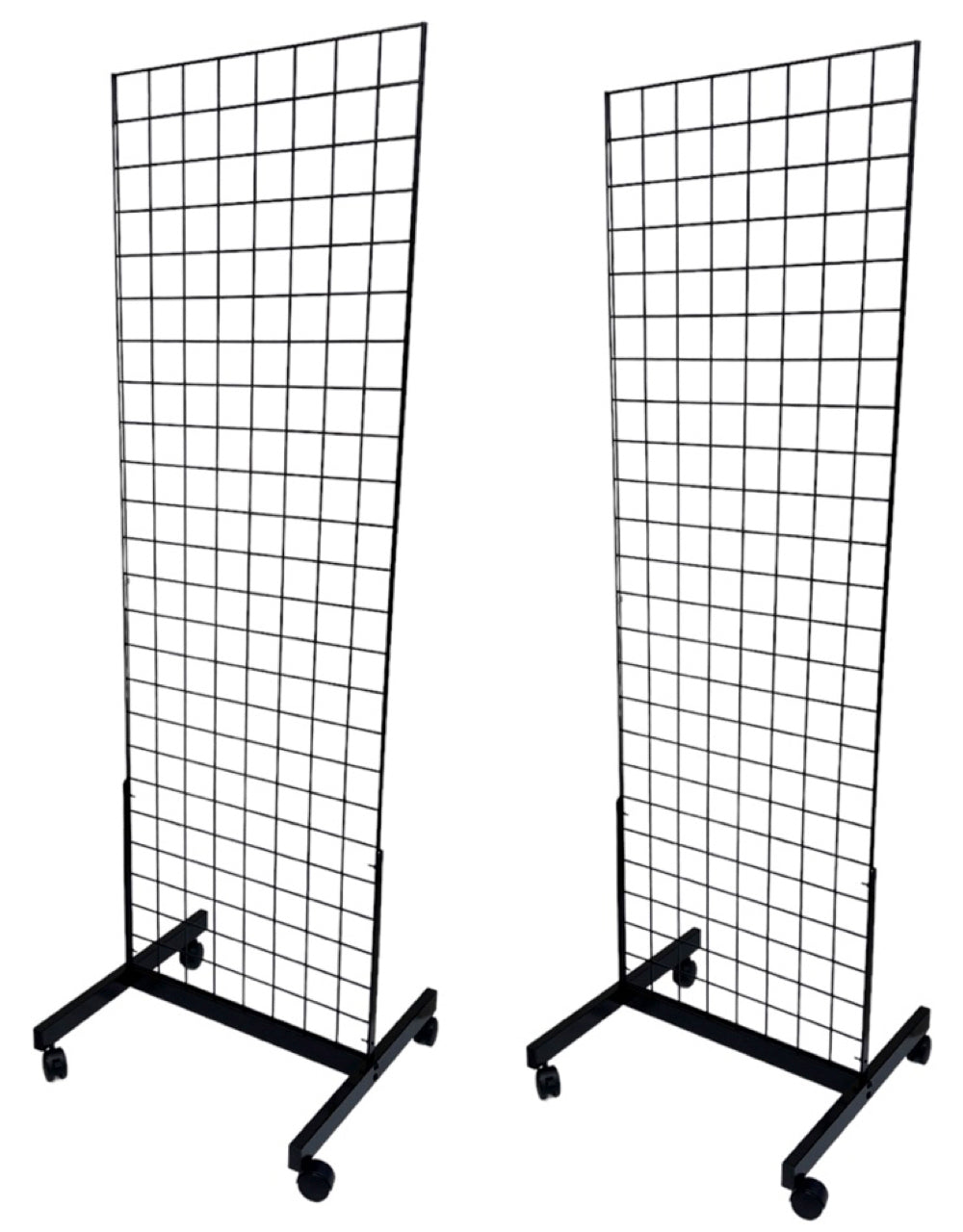 Black 2' x 6' Heavy Duty Rolling Gridwall Display Panels - Set of 2