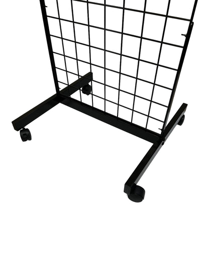 Black 2' x 6' Heavy Duty Rolling Gridwall Display Panels - Set of 2