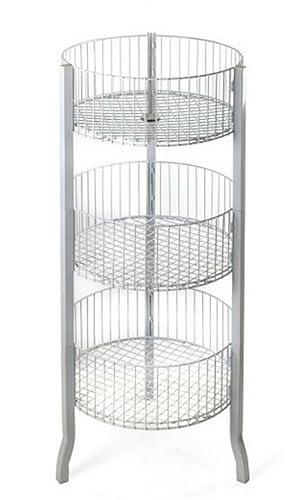 Only Hangers3332W 3-Tier Bin – Floor Standing Fixture for Household Needs, Storage Baskets. Retail Store Fixtures, Equipment