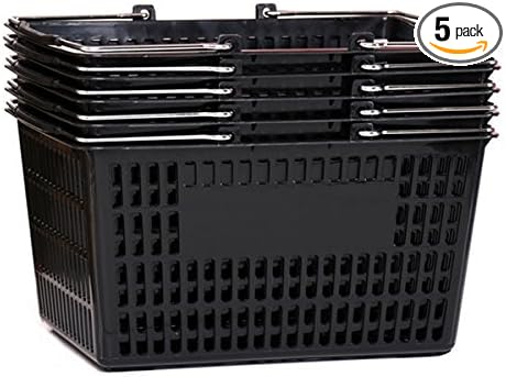 Only Hangers Shopping Basket (Set of 5) Durable Plastic with Metal Handles
