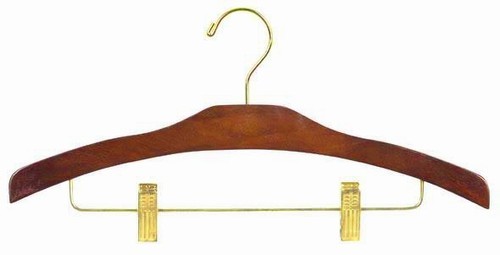 Decorative Combination Hanger w/Clips (Walnut/Brass) - 17"