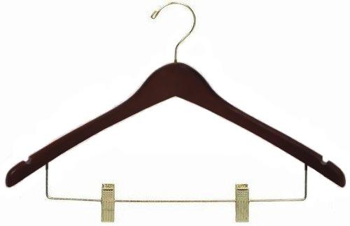 Walnut & Brass Contoured Combination Hanger