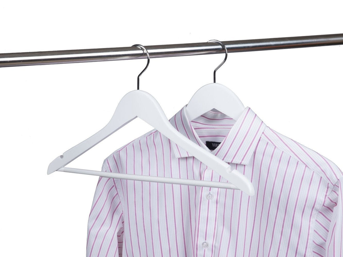 White Wooden Suit Hanger with Bar